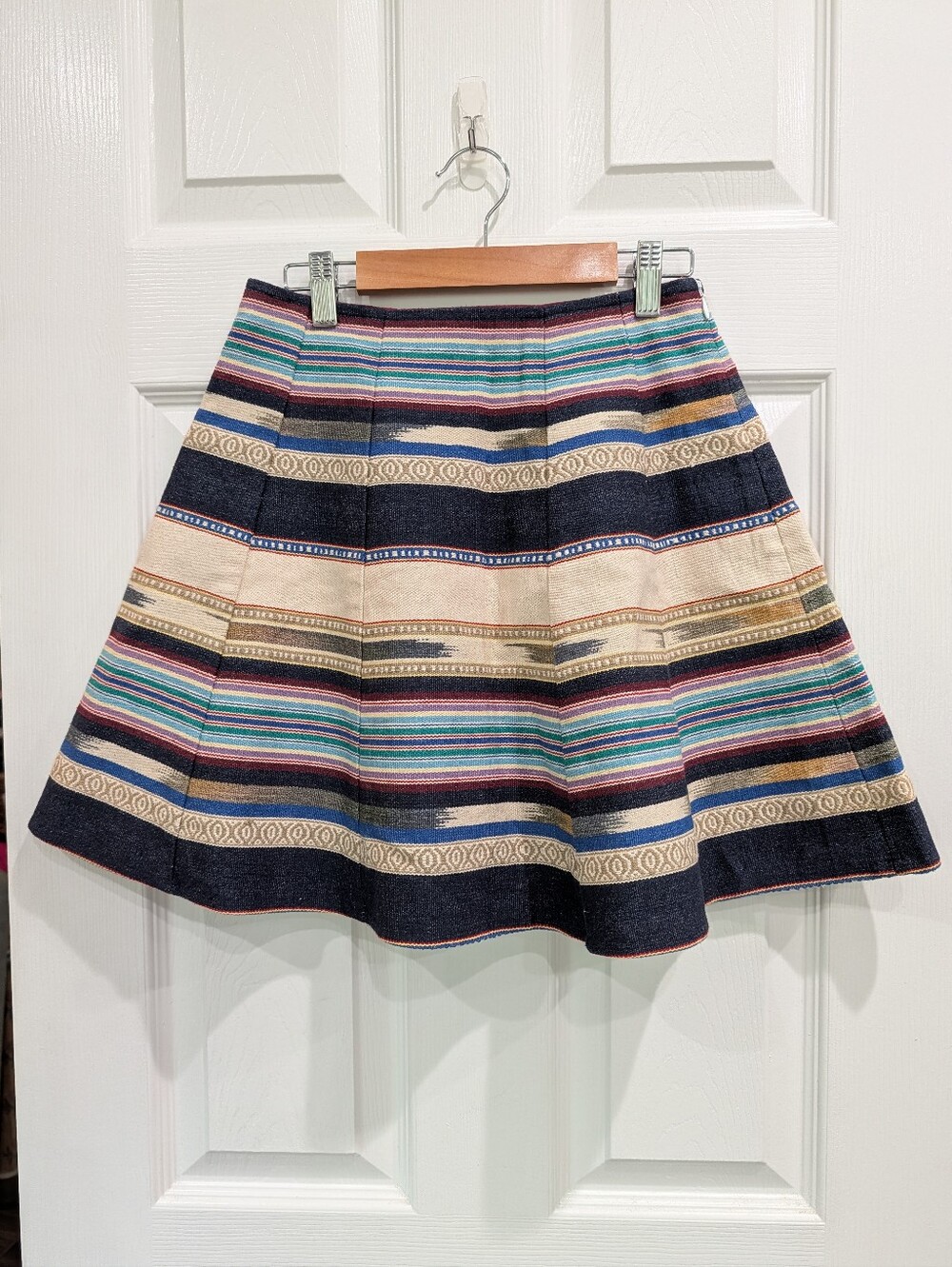 Anthropologie Boho Southwestern Tapestry Skater Skirt Size 0 Woven Indie Twee